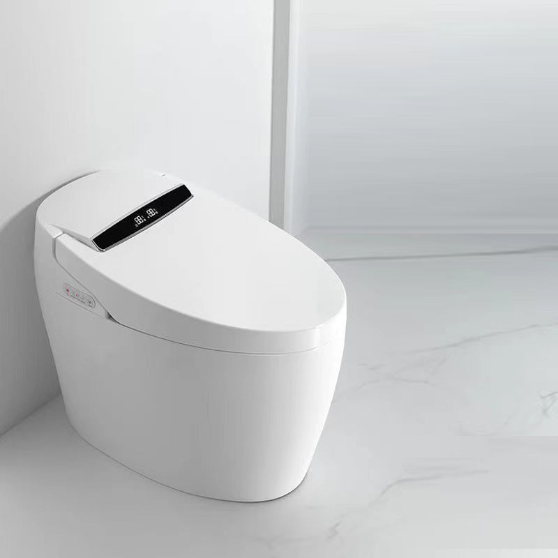 Modern Floor Mounted Flush Toilet White Siphon Jet Toilet Bowl with Seat for Washroom Foot Touch Flush (Standard Configuration) Clearhalo 'Bathroom Remodel & Bathroom Fixtures' 'Home Improvement' 'home_improvement' 'home_improvement_toilets' 'Toilets & Bidets' 'Toilets' 7139641