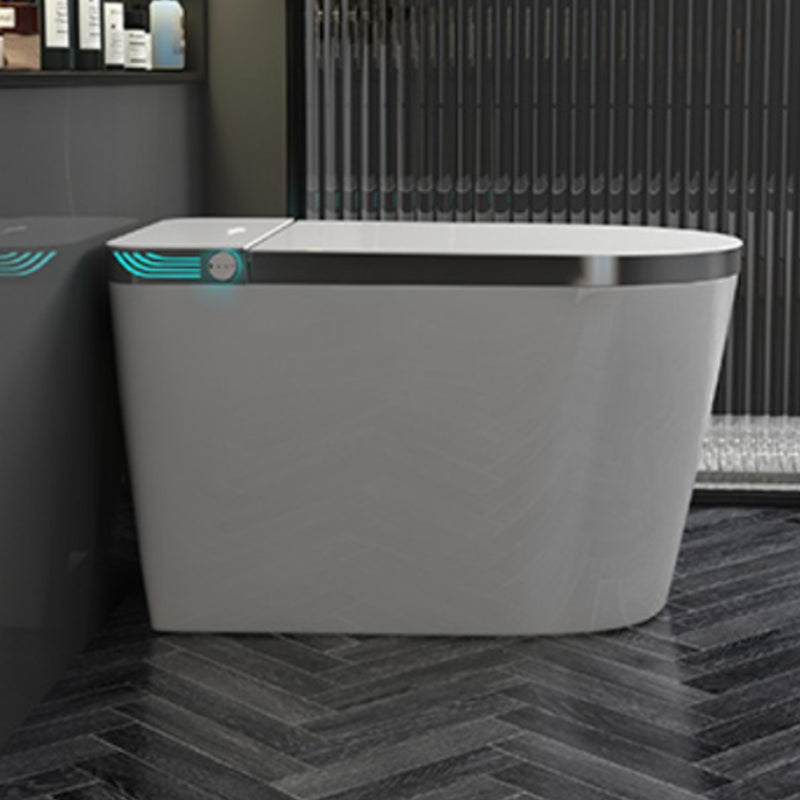 Modern Floor Mount Flush Toilet Siphon Jet Toilet Bowl with Slow Close Seat for Washroom Grey Heating Seat Ring (simple version) 14" Clearhalo 'Bathroom Remodel & Bathroom Fixtures' 'Home Improvement' 'home_improvement' 'home_improvement_toilets' 'Toilets & Bidets' 'Toilets' 7139727