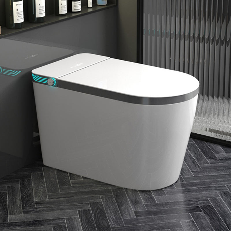 Modern Floor Mount Flush Toilet Siphon Jet Toilet Bowl with Slow Close Seat for Washroom Grey Heating Seat Ring (simple version) 16" Clearhalo 'Bathroom Remodel & Bathroom Fixtures' 'Home Improvement' 'home_improvement' 'home_improvement_toilets' 'Toilets & Bidets' 'Toilets' 7139730