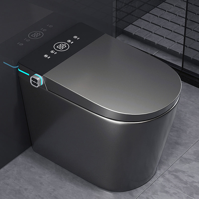 Modern Floor Mount Flush Toilet Siphon Jet Urine Toilet with Slow Close Seat for Washroom Grey Automatic Lid( Top Configuration) 12" Clearhalo 'Bathroom Remodel & Bathroom Fixtures' 'Home Improvement' 'home_improvement' 'home_improvement_toilets' 'Toilets & Bidets' 'Toilets' 7139739