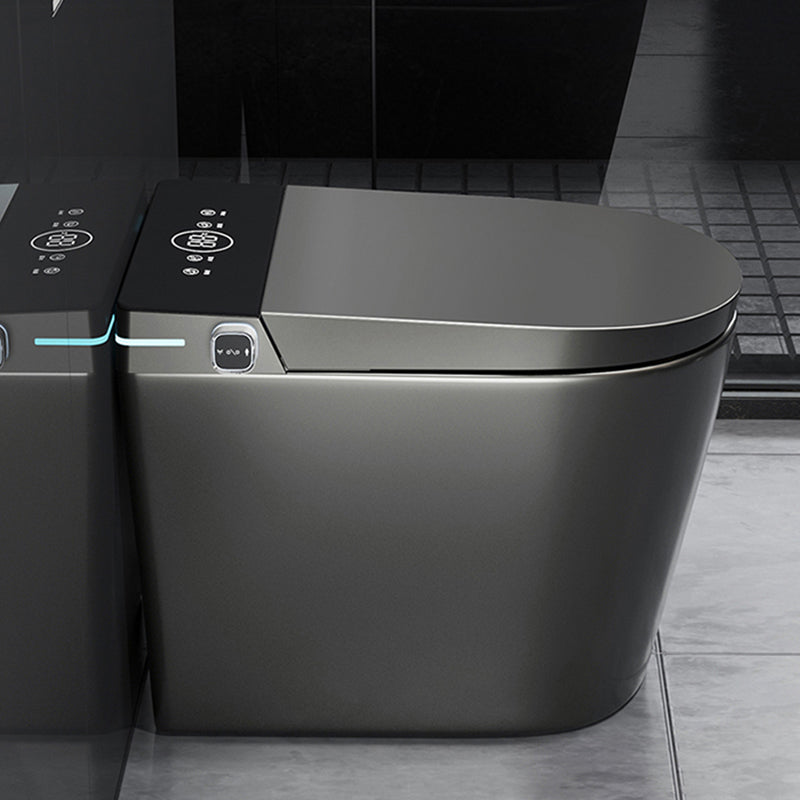 Modern Floor Mount Flush Toilet Siphon Jet Urine Toilet with Slow Close Seat for Washroom Grey Manual Flip (Medium Configuration Version) 12" Clearhalo 'Bathroom Remodel & Bathroom Fixtures' 'Home Improvement' 'home_improvement' 'home_improvement_toilets' 'Toilets & Bidets' 'Toilets' 7139742