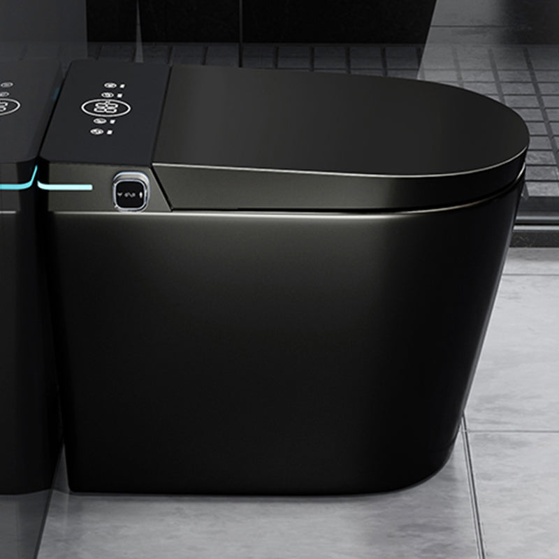 Modern Floor Mount Flush Toilet Siphon Jet Urine Toilet with Slow Close Seat for Washroom Black Clearhalo 'Bathroom Remodel & Bathroom Fixtures' 'Home Improvement' 'home_improvement' 'home_improvement_toilets' 'Toilets & Bidets' 'Toilets' 7139743