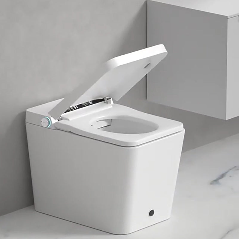 Modern Floor Mount Flush Toilet Siphon Jet Urine Toilet with Seat for Washroom White Automatic Lid( Top Configuration) 12" Clearhalo 'Bathroom Remodel & Bathroom Fixtures' 'Home Improvement' 'home_improvement' 'home_improvement_toilets' 'Toilets & Bidets' 'Toilets' 7139753