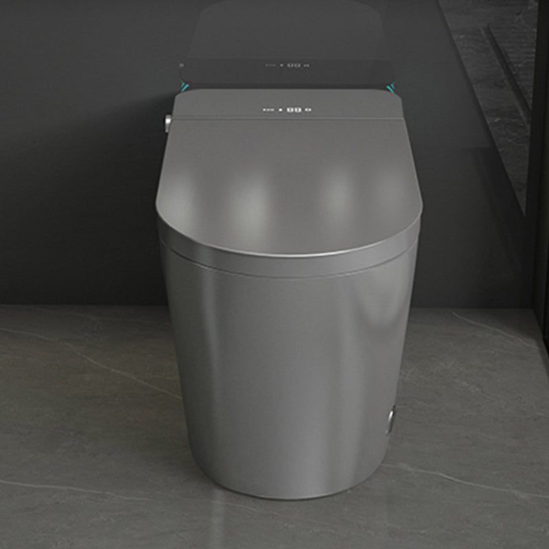 Modern Floor Mounted Flush Toilet Siphon Jet Urine Toilet with Heated Seat for Washroom Grey Foot Touch Flush (Standard Configuration) 16" Clearhalo 'Bathroom Remodel & Bathroom Fixtures' 'Home Improvement' 'home_improvement' 'home_improvement_toilets' 'Toilets & Bidets' 'Toilets' 7139772