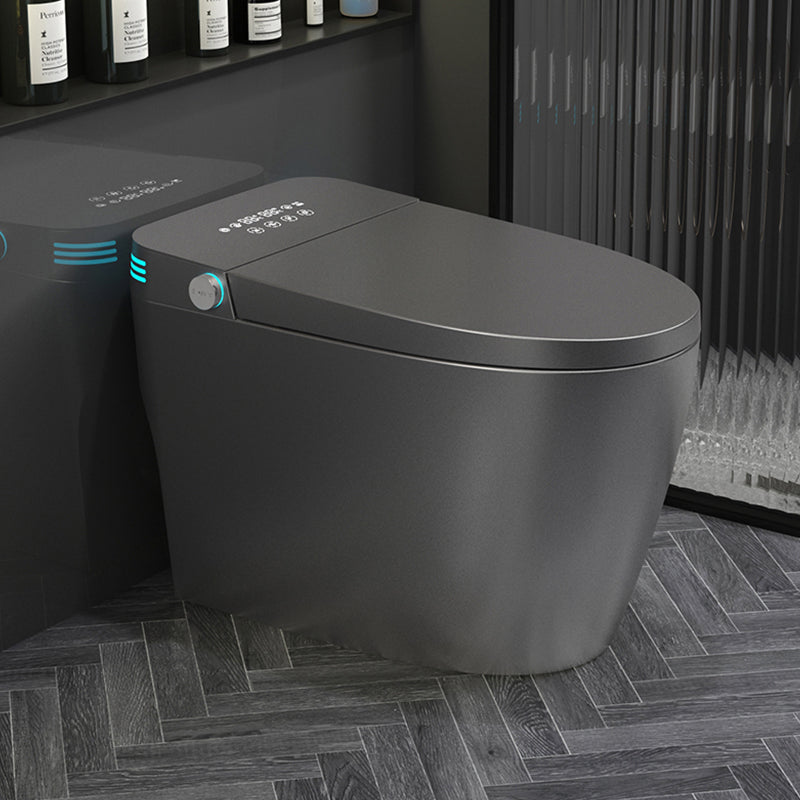 Modern Floor Mount Flush Toilet Siphon Jet Urine Toilet with Heated Seat for Washroom Grey Foot Flush 12" Clearhalo 'Bathroom Remodel & Bathroom Fixtures' 'Home Improvement' 'home_improvement' 'home_improvement_toilets' 'Toilets & Bidets' 'Toilets' 7139781