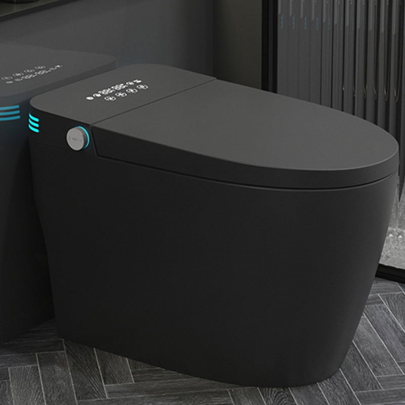 Modern Floor Mount Flush Toilet Siphon Jet Urine Toilet with Heated Seat for Washroom Black Automatic Lid( Top Configuration) Clearhalo 'Bathroom Remodel & Bathroom Fixtures' 'Home Improvement' 'home_improvement' 'home_improvement_toilets' 'Toilets & Bidets' 'Toilets' 7139782