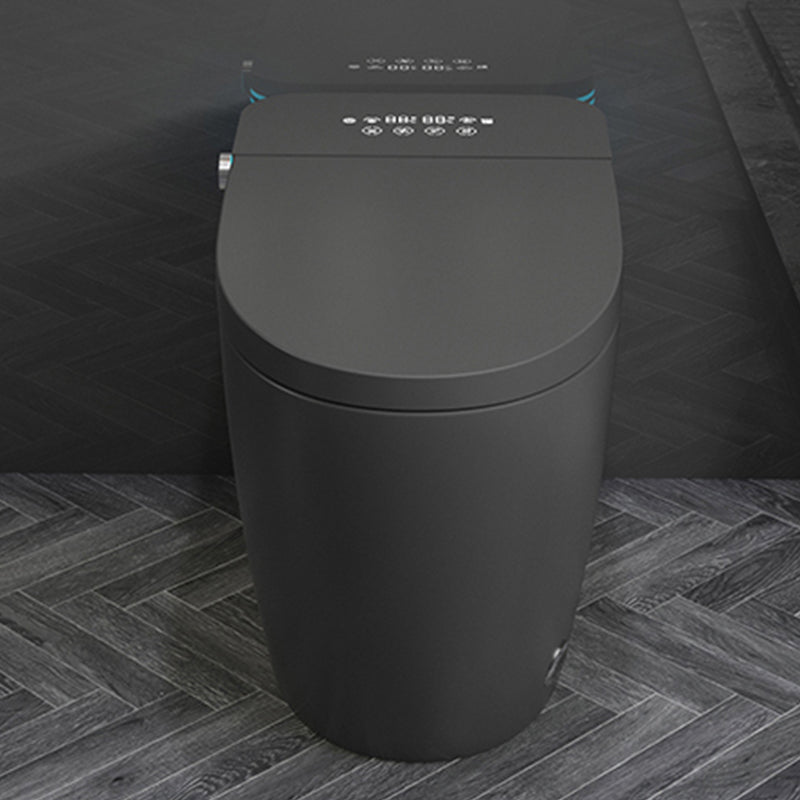 Modern Floor Mount Flush Toilet Siphon Jet Urine Toilet with Heated Seat for Washroom Black Foot Flush Clearhalo 'Bathroom Remodel & Bathroom Fixtures' 'Home Improvement' 'home_improvement' 'home_improvement_toilets' 'Toilets & Bidets' 'Toilets' 7139787