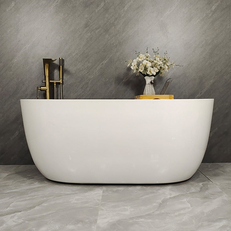 Acrylic Freestanding Soaking Bathtub Antique Finish Oval Modern Bath Tub White Clearhalo 'Bathroom Remodel & Bathroom Fixtures' 'Bathtubs' 'Home Improvement' 'home_improvement' 'home_improvement_bathtubs' 'Showers & Bathtubs' 7139922