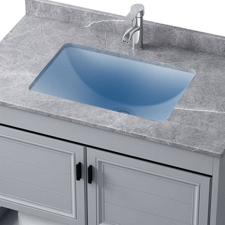 Grey Freestanding Vanity Metal Frame Glam Single Sink Shelving Included Vanity Clearhalo 'Bathroom Remodel & Bathroom Fixtures' 'Bathroom Vanities' 'bathroom_vanities' 'Home Improvement' 'home_improvement' 'home_improvement_bathroom_vanities' 7145139