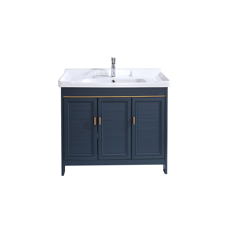 Modern Bathroom Vanity Set Single Freestanding 2 Doors Rectangular Sink Vanity Vanity & Faucet Clearhalo 'Bathroom Remodel & Bathroom Fixtures' 'Bathroom Vanities' 'bathroom_vanities' 'Home Improvement' 'home_improvement' 'home_improvement_bathroom_vanities' 7145161