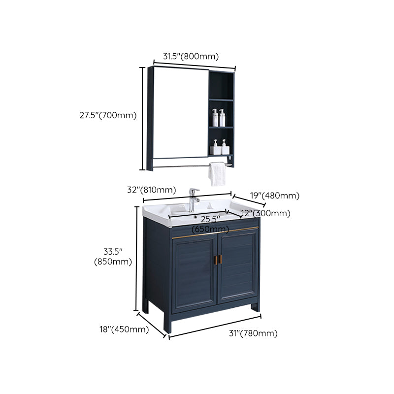 Modern Bathroom Vanity Set Single Freestanding 2 Doors Rectangular Sink Vanity Clearhalo 'Bathroom Remodel & Bathroom Fixtures' 'Bathroom Vanities' 'bathroom_vanities' 'Home Improvement' 'home_improvement' 'home_improvement_bathroom_vanities' 7145179