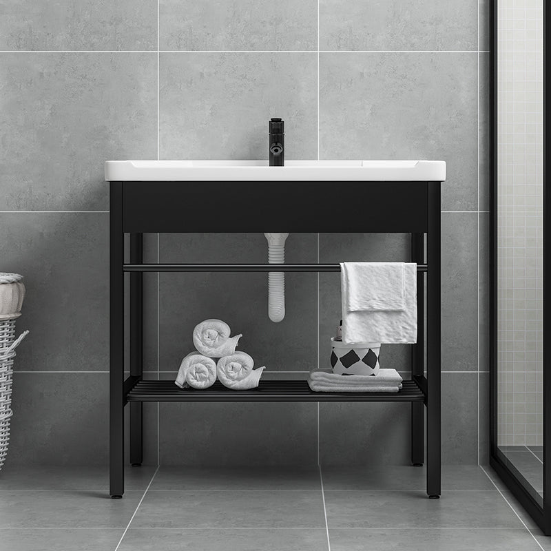 Modern Bathroom Sink Vanity Metal Frame Shelving Included Freestanding Sink Vanity Clearhalo 'Bathroom Remodel & Bathroom Fixtures' 'Bathroom Vanities' 'bathroom_vanities' 'Home Improvement' 'home_improvement' 'home_improvement_bathroom_vanities' 7145218