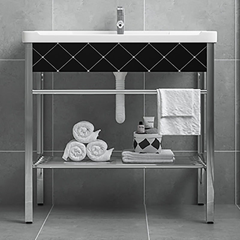 Modern Bathroom Sink Vanity Metal Frame Shelving Included Freestanding Sink Vanity Clearhalo 'Bathroom Remodel & Bathroom Fixtures' 'Bathroom Vanities' 'bathroom_vanities' 'Home Improvement' 'home_improvement' 'home_improvement_bathroom_vanities' 7145231