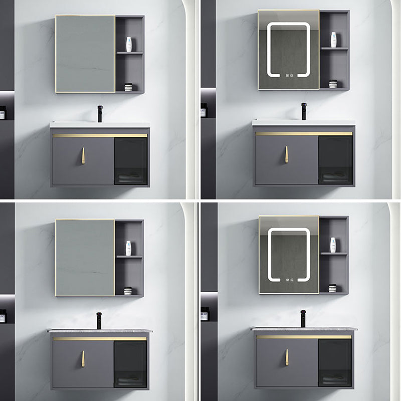 Contemporary Gray Vanity Sink Wall Mounted Bathroom Vanity Cabinet Clearhalo 'Bathroom Remodel & Bathroom Fixtures' 'Bathroom Vanities' 'bathroom_vanities' 'Home Improvement' 'home_improvement' 'home_improvement_bathroom_vanities' 7145342