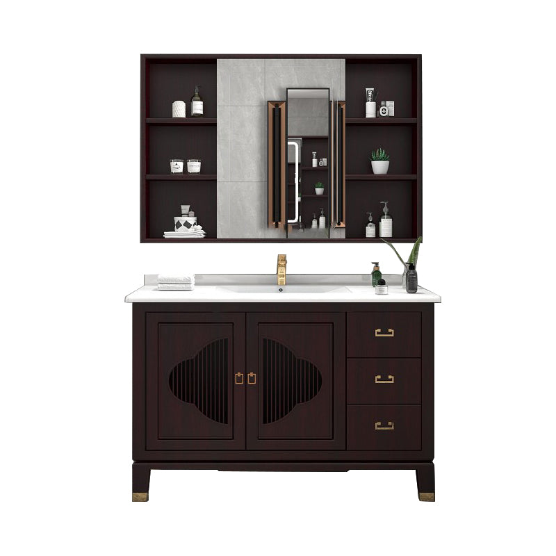 Traditional Bathroom Vanity Wood Standalone Cabinet and Shelving Included Vanity Set Vanity & Faucet & Mirror Cabinet Smart Control Not Included Clearhalo 'Bathroom Remodel & Bathroom Fixtures' 'Bathroom Vanities' 'bathroom_vanities' 'Home Improvement' 'home_improvement' 'home_improvement_bathroom_vanities' 7145367