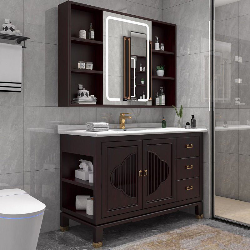 Traditional Bathroom Vanity Wood Standalone Cabinet and Shelving Included Vanity Set Clearhalo 'Bathroom Remodel & Bathroom Fixtures' 'Bathroom Vanities' 'bathroom_vanities' 'Home Improvement' 'home_improvement' 'home_improvement_bathroom_vanities' 7145377