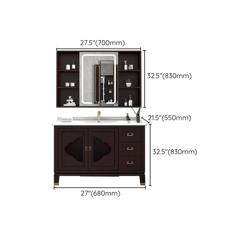 Traditional Bathroom Vanity Wood Standalone Cabinet and Shelving Included Vanity Set Clearhalo 'Bathroom Remodel & Bathroom Fixtures' 'Bathroom Vanities' 'bathroom_vanities' 'Home Improvement' 'home_improvement' 'home_improvement_bathroom_vanities' 7145378