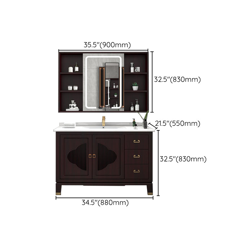 Traditional Bathroom Vanity Wood Standalone Cabinet and Shelving Included Vanity Set Clearhalo 'Bathroom Remodel & Bathroom Fixtures' 'Bathroom Vanities' 'bathroom_vanities' 'Home Improvement' 'home_improvement' 'home_improvement_bathroom_vanities' 7145380