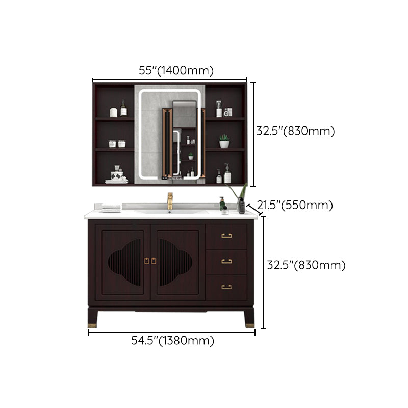 Traditional Bathroom Vanity Wood Standalone Cabinet and Shelving Included Vanity Set Clearhalo 'Bathroom Remodel & Bathroom Fixtures' 'Bathroom Vanities' 'bathroom_vanities' 'Home Improvement' 'home_improvement' 'home_improvement_bathroom_vanities' 7145385