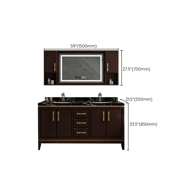 Traditional Wood Sink Vanity Wall Mounted Vanity Cabinet with Mirror Cabinet Clearhalo 'Bathroom Remodel & Bathroom Fixtures' 'Bathroom Vanities' 'bathroom_vanities' 'Home Improvement' 'home_improvement' 'home_improvement_bathroom_vanities' 7145400