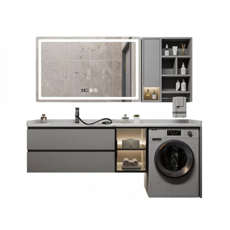 Modern Bathroom Sink Vanity Wooden Mirror Vanity Cabinet with Storage Shelving Vanity & Faucet & Mirrors 71"L x 24"W x 35"H Clearhalo 'Bathroom Remodel & Bathroom Fixtures' 'Bathroom Vanities' 'bathroom_vanities' 'Home Improvement' 'home_improvement' 'home_improvement_bathroom_vanities' 7145419