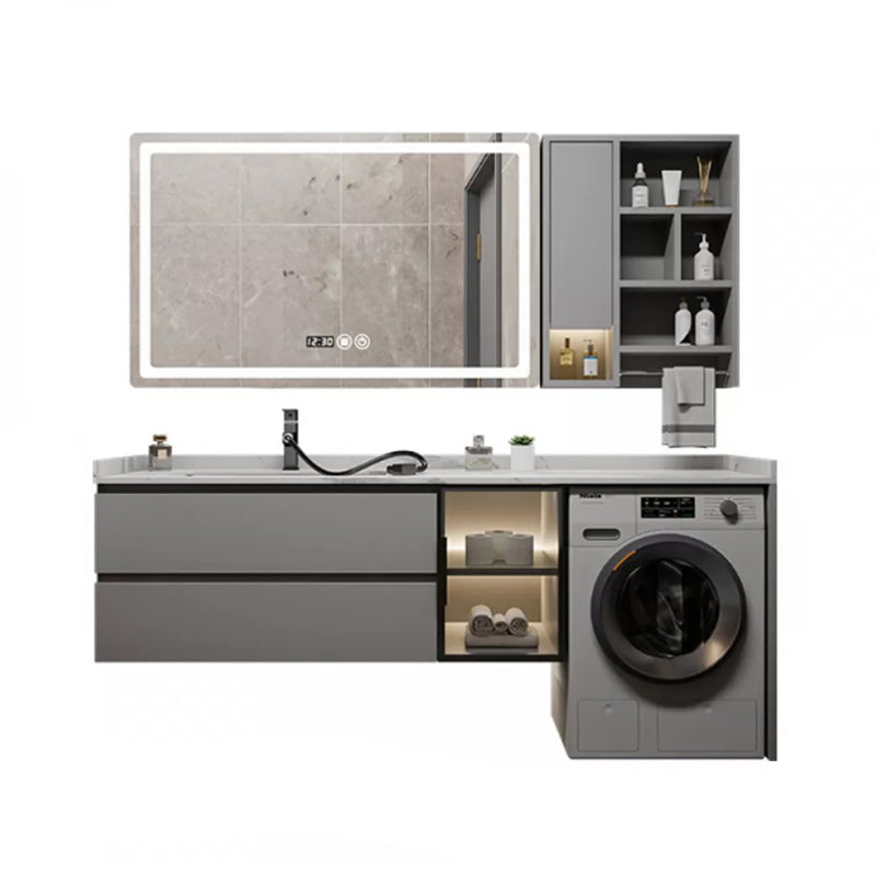 Modern Bathroom Sink Vanity Wooden Mirror Vanity Cabinet with Storage Shelving Vanity & Faucet & Mirrors 79"L x 24"W x 35"H Clearhalo 'Bathroom Remodel & Bathroom Fixtures' 'Bathroom Vanities' 'bathroom_vanities' 'Home Improvement' 'home_improvement' 'home_improvement_bathroom_vanities' 7145420