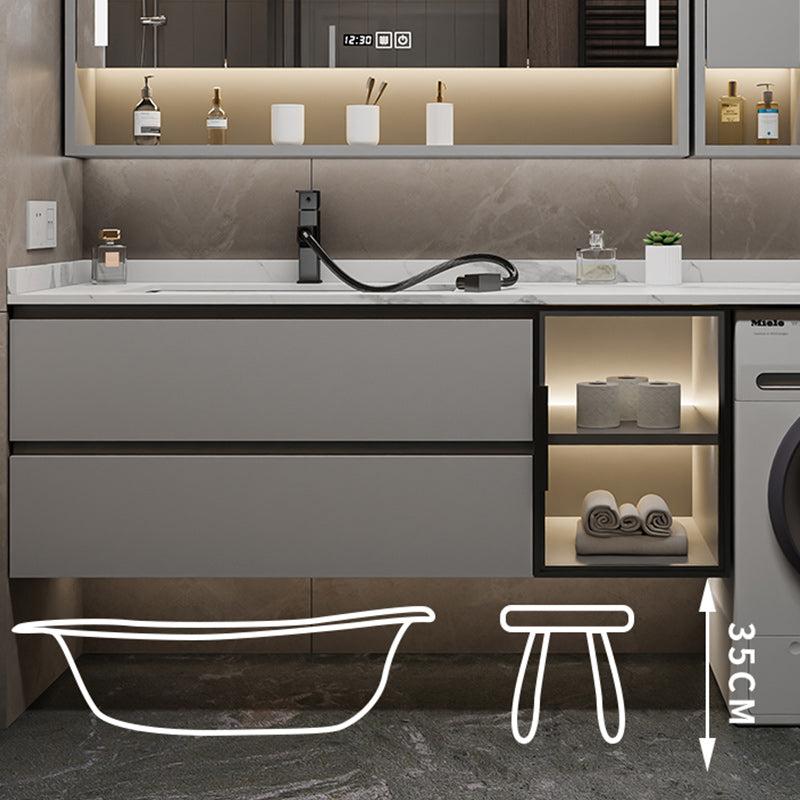 Modern Bathroom Sink Vanity Wooden Mirror Vanity Cabinet with Storage Shelving Clearhalo 'Bathroom Remodel & Bathroom Fixtures' 'Bathroom Vanities' 'bathroom_vanities' 'Home Improvement' 'home_improvement' 'home_improvement_bathroom_vanities' 7145424