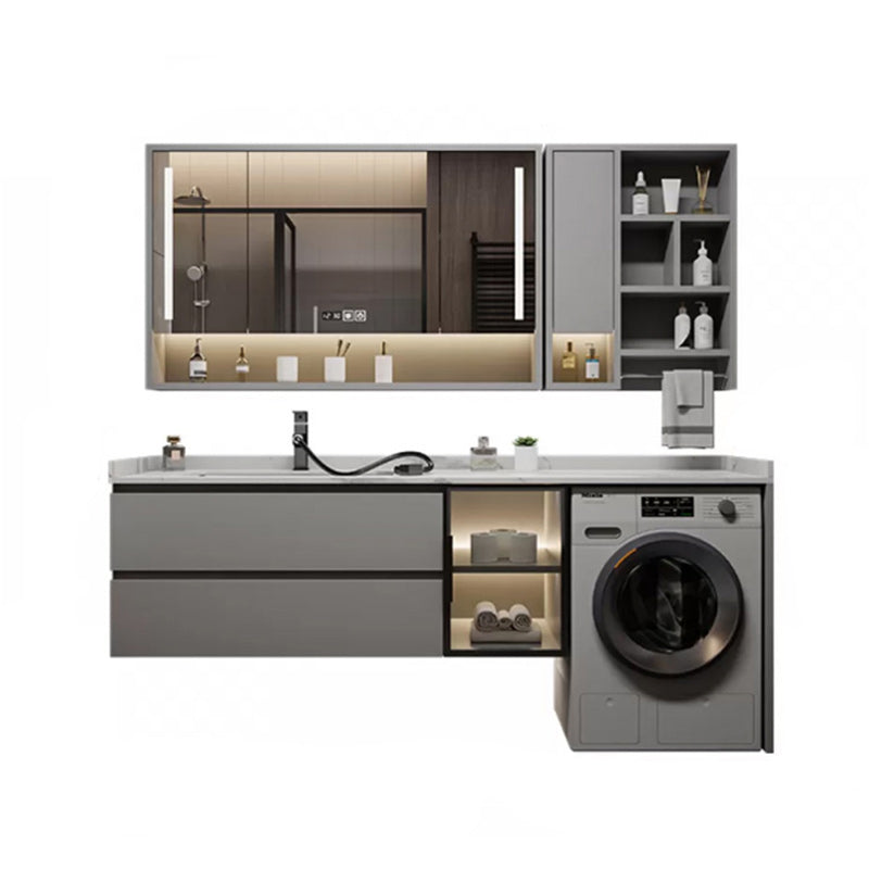 Modern Bathroom Sink Vanity Wooden Mirror Vanity Cabinet with Storage Shelving Vanity & Faucet & Mirror Cabinet 71"L x 24"W x 35"H Clearhalo 'Bathroom Remodel & Bathroom Fixtures' 'Bathroom Vanities' 'bathroom_vanities' 'Home Improvement' 'home_improvement' 'home_improvement_bathroom_vanities' 7145431