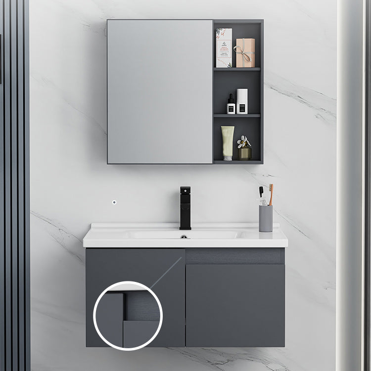 Wall Mounted Bathroom Vanity Modern Metal Vanity Set with Sink Included Clearhalo 'Bathroom Remodel & Bathroom Fixtures' 'Bathroom Vanities' 'bathroom_vanities' 'Home Improvement' 'home_improvement' 'home_improvement_bathroom_vanities' 7145451
