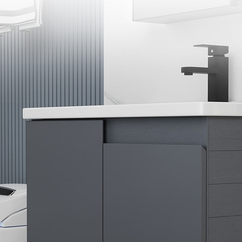 Wall Mounted Bathroom Vanity Modern Metal Vanity Set with Sink Included Clearhalo 'Bathroom Remodel & Bathroom Fixtures' 'Bathroom Vanities' 'bathroom_vanities' 'Home Improvement' 'home_improvement' 'home_improvement_bathroom_vanities' 7145458