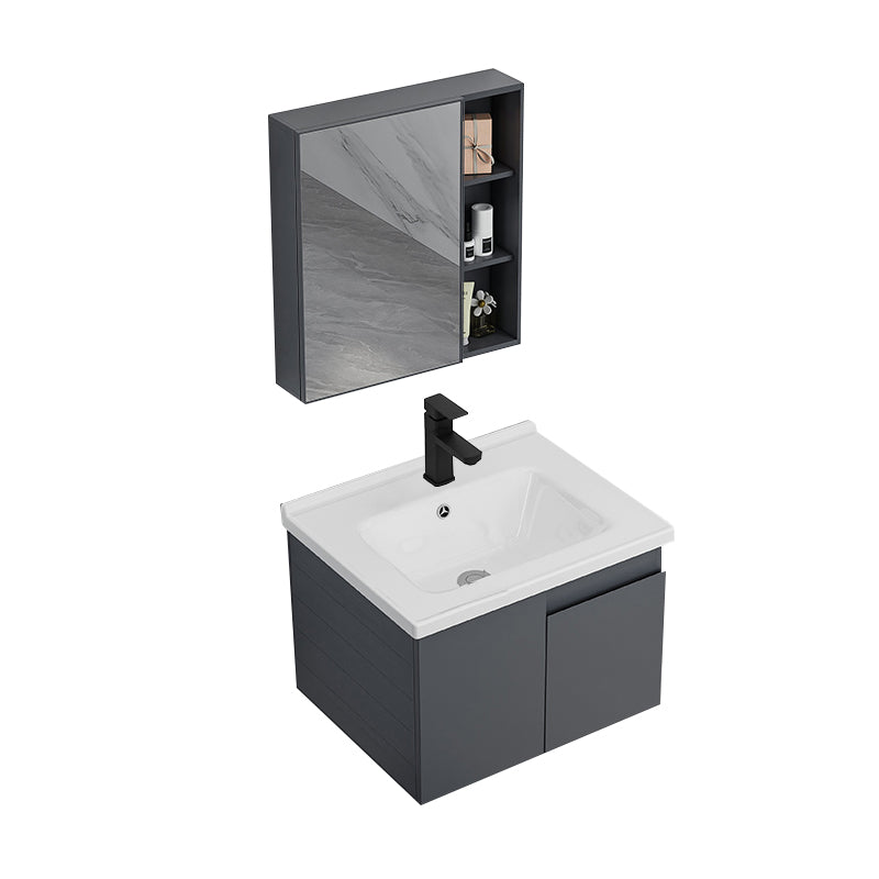 Wall Mounted Bathroom Vanity Modern Metal Vanity Set with Sink Included Vanity & Faucet & Mirror Cabinet 24"L x 16"W x 17"H Clearhalo 'Bathroom Remodel & Bathroom Fixtures' 'Bathroom Vanities' 'bathroom_vanities' 'Home Improvement' 'home_improvement' 'home_improvement_bathroom_vanities' 7145472