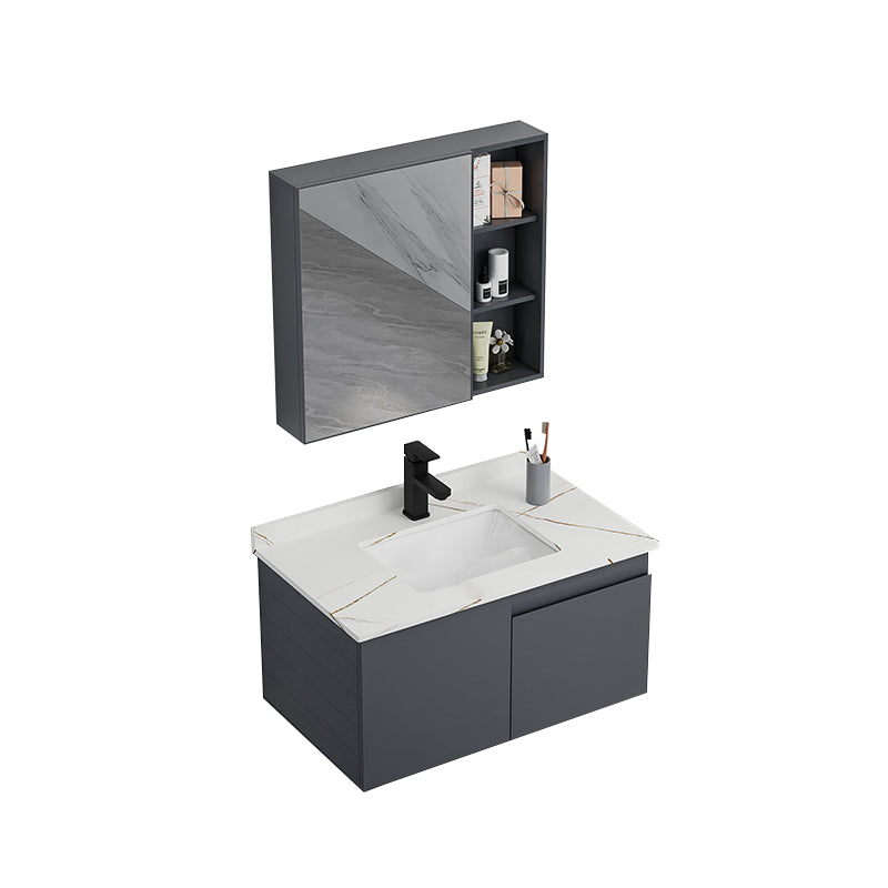 Wall Mounted Bathroom Vanity Modern Metal Vanity Set with Sink Included Vanity & Faucet & Mirror Cabinet 31"L x 19"W x 16"H Clearhalo 'Bathroom Remodel & Bathroom Fixtures' 'Bathroom Vanities' 'bathroom_vanities' 'Home Improvement' 'home_improvement' 'home_improvement_bathroom_vanities' 7145479