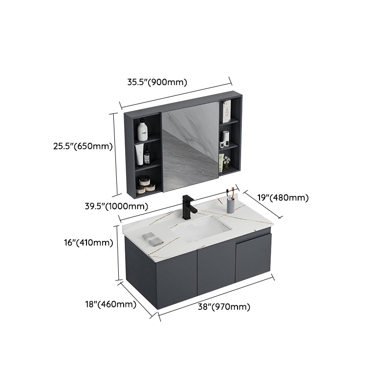 Wall Mounted Bathroom Vanity Modern Metal Vanity Set with Sink Included Clearhalo 'Bathroom Remodel & Bathroom Fixtures' 'Bathroom Vanities' 'bathroom_vanities' 'Home Improvement' 'home_improvement' 'home_improvement_bathroom_vanities' 7145508