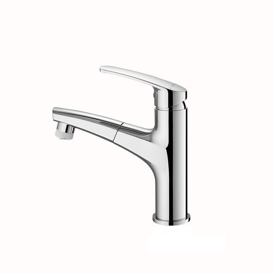 Modern Vessel Sink Faucet Lever Handle Low Arc with Pull Out Sprayer Clearhalo 'Bathroom Remodel & Bathroom Fixtures' 'Bathroom Sink Faucets' 'Bathroom Sinks & Faucet Components' 'bathroom_sink_faucets' 'Home Improvement' 'home_improvement' 'home_improvement_bathroom_sink_faucets' 7147049