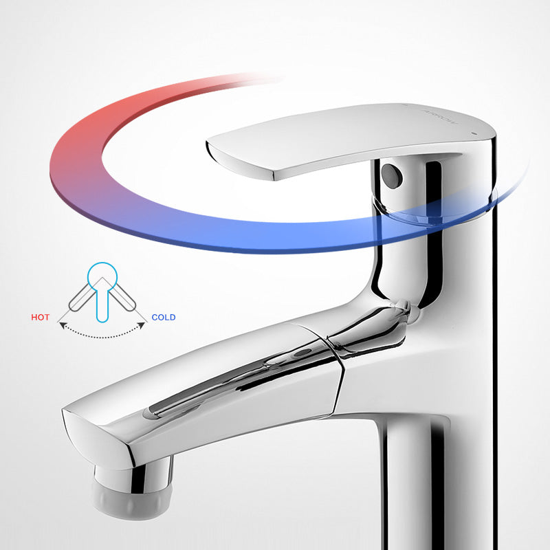 Modern Vessel Sink Faucet Lever Handle Low Arc with Pull Out Sprayer Clearhalo 'Bathroom Remodel & Bathroom Fixtures' 'Bathroom Sink Faucets' 'Bathroom Sinks & Faucet Components' 'bathroom_sink_faucets' 'Home Improvement' 'home_improvement' 'home_improvement_bathroom_sink_faucets' 7147050
