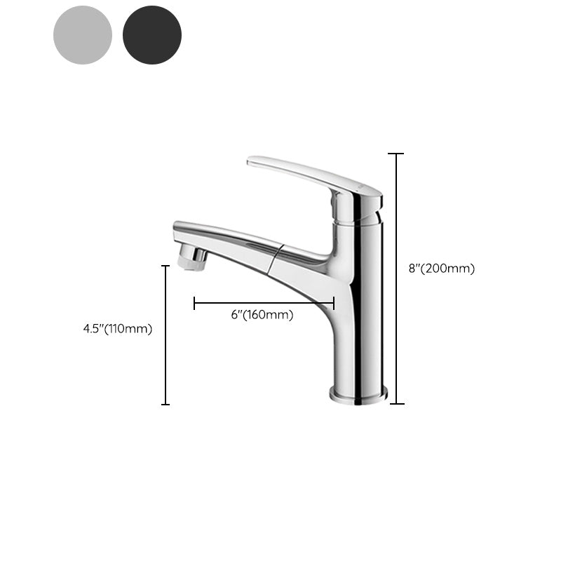 Modern Vessel Sink Faucet Lever Handle Low Arc with Pull Out Sprayer Clearhalo 'Bathroom Remodel & Bathroom Fixtures' 'Bathroom Sink Faucets' 'Bathroom Sinks & Faucet Components' 'bathroom_sink_faucets' 'Home Improvement' 'home_improvement' 'home_improvement_bathroom_sink_faucets' 7147055
