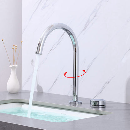 Vessel Sink Bathroom Faucet Knob Handle Swivel Spout High-Arc Vessel Faucet Silver Elbow Outlet Clearhalo 'Bathroom Remodel & Bathroom Fixtures' 'Bathroom Sink Faucets' 'Bathroom Sinks & Faucet Components' 'bathroom_sink_faucets' 'Home Improvement' 'home_improvement' 'home_improvement_bathroom_sink_faucets' 7147115