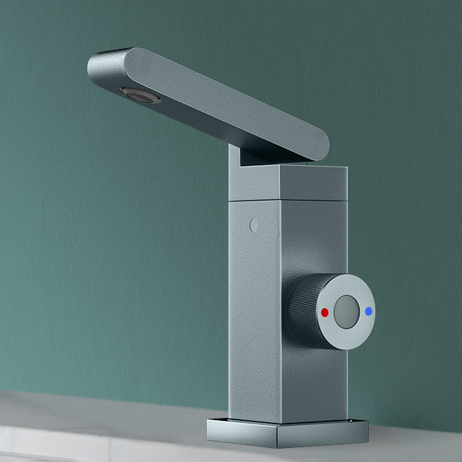 Vessel Sink Bathroom Faucet Knob Handle Swivel Spout Vessel Faucet Blue Clearhalo 'Bathroom Remodel & Bathroom Fixtures' 'Bathroom Sink Faucets' 'Bathroom Sinks & Faucet Components' 'bathroom_sink_faucets' 'Home Improvement' 'home_improvement' 'home_improvement_bathroom_sink_faucets' 7147193