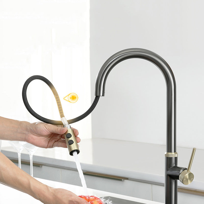 Touch Sensor Kitchen Faucet Swivel Spout with Pull Down Sprayer Clearhalo 'Home Improvement' 'home_improvement' 'home_improvement_kitchen_faucets' 'Kitchen Faucets' 'Kitchen Remodel & Kitchen Fixtures' 'Kitchen Sinks & Faucet Components' 'kitchen_faucets' 7147232