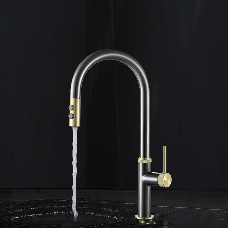 Touch Sensor Kitchen Faucet Swivel Spout with Pull Down Sprayer Clearhalo 'Home Improvement' 'home_improvement' 'home_improvement_kitchen_faucets' 'Kitchen Faucets' 'Kitchen Remodel & Kitchen Fixtures' 'Kitchen Sinks & Faucet Components' 'kitchen_faucets' 7147235