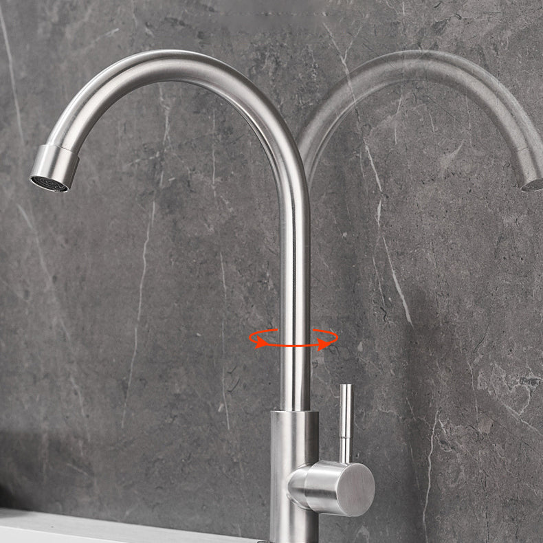 Modern Bridge Faucet Stainless Steel Swivel Spout Spray Kitchen Faucet Clearhalo 'Home Improvement' 'home_improvement' 'home_improvement_kitchen_faucets' 'Kitchen Faucets' 'Kitchen Remodel & Kitchen Fixtures' 'Kitchen Sinks & Faucet Components' 'kitchen_faucets' 7147305