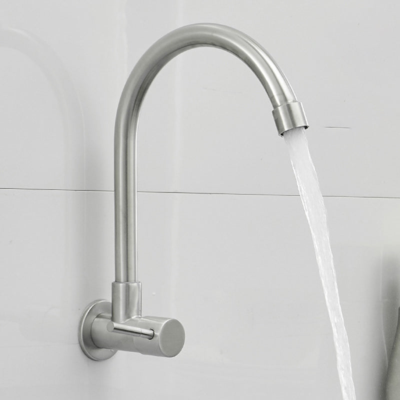 Modern Bridge Faucet Stainless Steel Swivel Spout Spray Kitchen Faucet Stainless Steel Wall Mounted Curved Faucet Cold Water Dispensers Clearhalo 'Home Improvement' 'home_improvement' 'home_improvement_kitchen_faucets' 'Kitchen Faucets' 'Kitchen Remodel & Kitchen Fixtures' 'Kitchen Sinks & Faucet Components' 'kitchen_faucets' 7147308