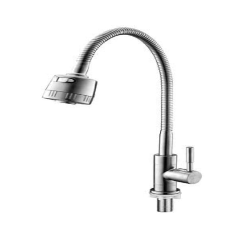 Modern Bridge Faucet Stainless Steel Swivel Spout Spray Kitchen Faucet Silver Universal Faucet Cold Water Dispensers Clearhalo 'Home Improvement' 'home_improvement' 'home_improvement_kitchen_faucets' 'Kitchen Faucets' 'Kitchen Remodel & Kitchen Fixtures' 'Kitchen Sinks & Faucet Components' 'kitchen_faucets' 7147312