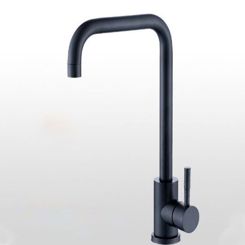 Modern Bridge Faucet Stainless Steel Swivel Spout Spray Kitchen Faucet Black Straight Faucet Hot/Cold Water Dispensers Clearhalo 'Home Improvement' 'home_improvement' 'home_improvement_kitchen_faucets' 'Kitchen Faucets' 'Kitchen Remodel & Kitchen Fixtures' 'Kitchen Sinks & Faucet Components' 'kitchen_faucets' 7147315