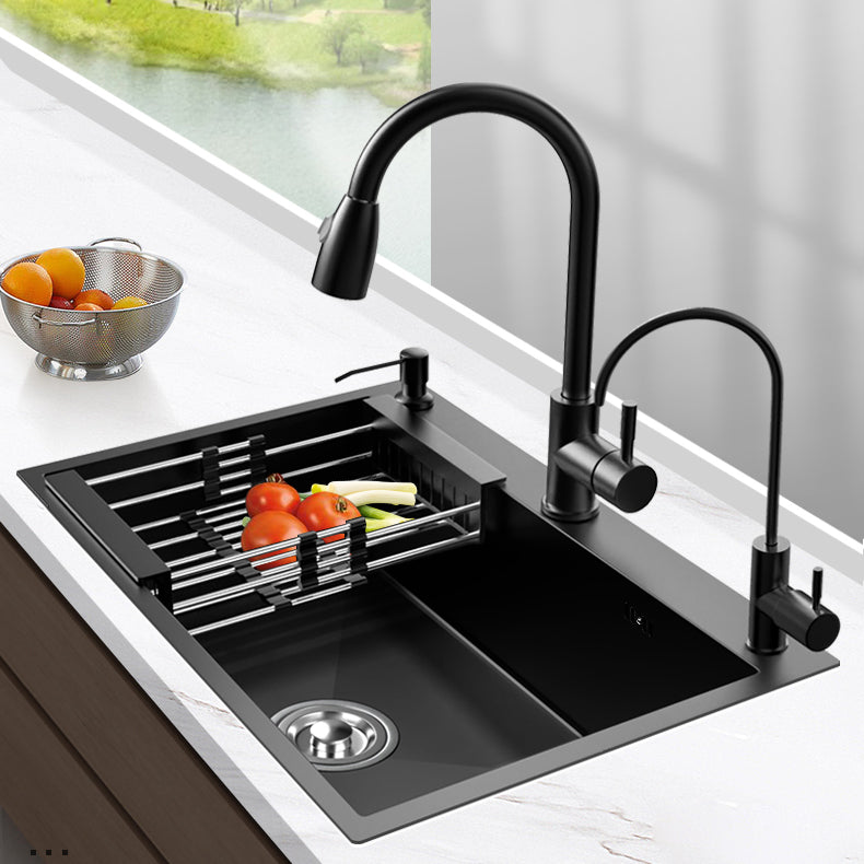 Modern Kitchen Bar Sink Stainless Steel with Drain Strainer Kit Workstation Ledge Clearhalo 'Home Improvement' 'home_improvement' 'home_improvement_kitchen_sinks' 'Kitchen Remodel & Kitchen Fixtures' 'Kitchen Sinks & Faucet Components' 'Kitchen Sinks' 'kitchen_sinks' 7147421