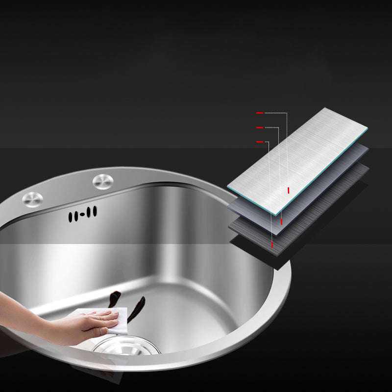 Round Kitchen Sink Stainless Steel Drop-In Basket Strainer Kitchen Sink with Faucet Clearhalo 'Home Improvement' 'home_improvement' 'home_improvement_kitchen_sinks' 'Kitchen Remodel & Kitchen Fixtures' 'Kitchen Sinks & Faucet Components' 'Kitchen Sinks' 'kitchen_sinks' 7147455