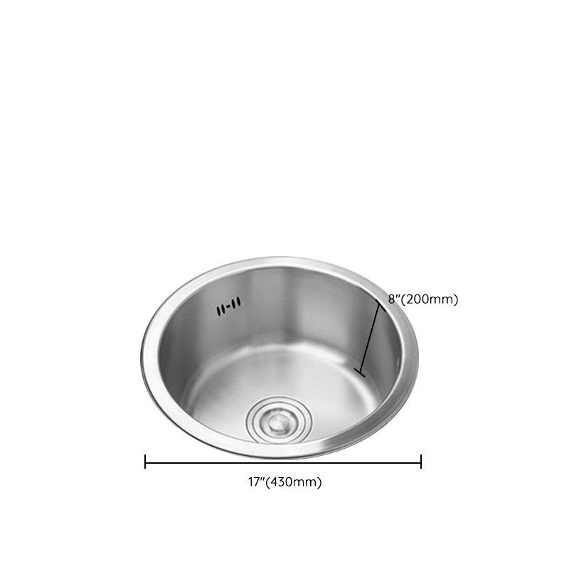 Round Kitchen Sink Stainless Steel Drop-In Basket Strainer Kitchen Sink with Faucet Clearhalo 'Home Improvement' 'home_improvement' 'home_improvement_kitchen_sinks' 'Kitchen Remodel & Kitchen Fixtures' 'Kitchen Sinks & Faucet Components' 'Kitchen Sinks' 'kitchen_sinks' 7147467