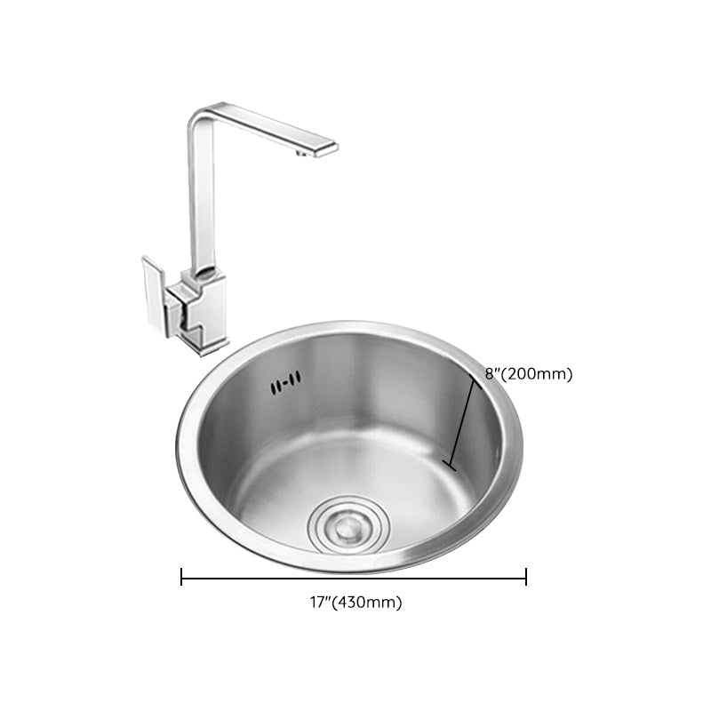 Round Kitchen Sink Stainless Steel Drop-In Basket Strainer Kitchen Sink with Faucet Clearhalo 'Home Improvement' 'home_improvement' 'home_improvement_kitchen_sinks' 'Kitchen Remodel & Kitchen Fixtures' 'Kitchen Sinks & Faucet Components' 'Kitchen Sinks' 'kitchen_sinks' 7147477