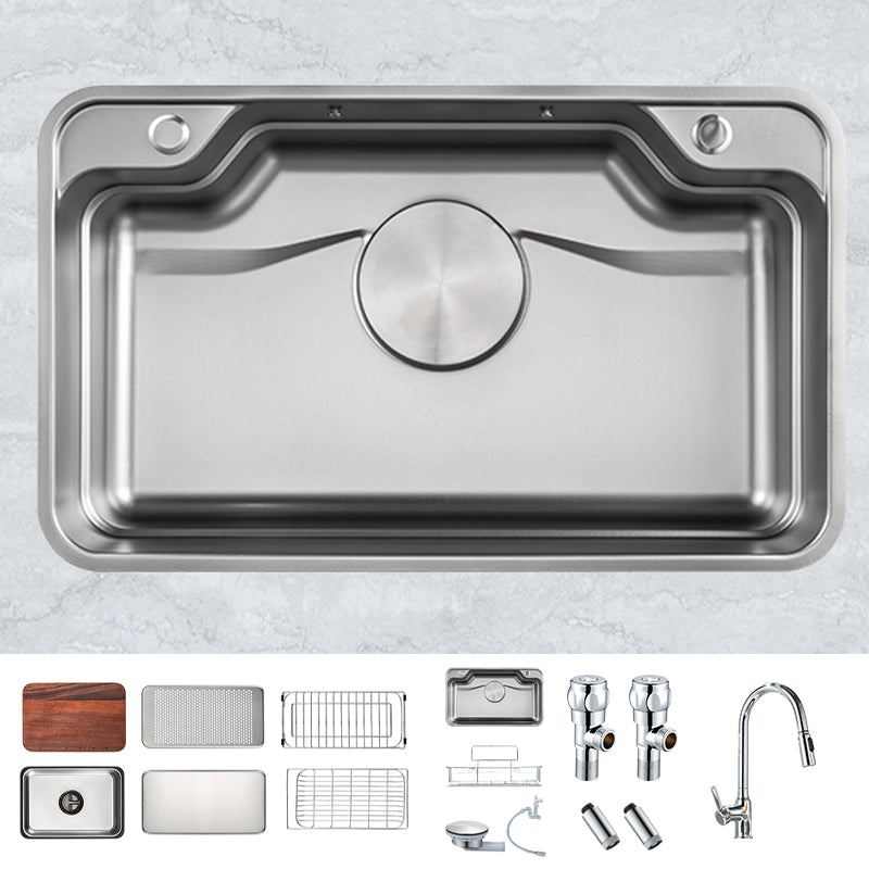 Kitchen Sink Basket Strainer Stainless Steel Undermount Kitchen Sink with Cutting-Board Sink with Faucet Pull Out Faucet Yes Clearhalo 'Home Improvement' 'home_improvement' 'home_improvement_kitchen_sinks' 'Kitchen Remodel & Kitchen Fixtures' 'Kitchen Sinks & Faucet Components' 'Kitchen Sinks' 'kitchen_sinks' 7147499