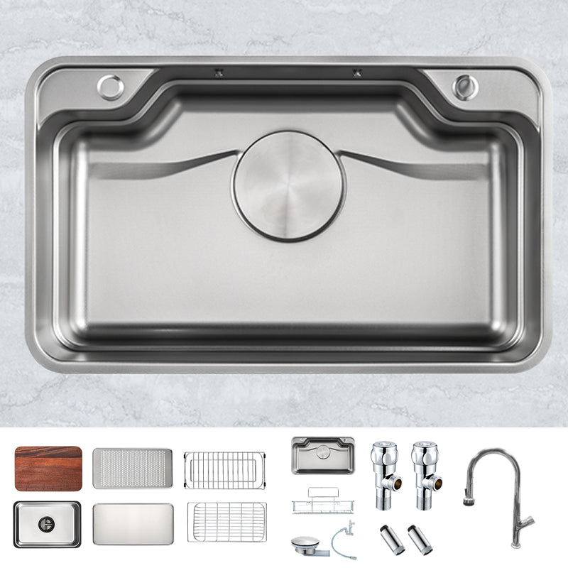 Kitchen Sink Basket Strainer Stainless Steel Undermount Kitchen Sink with Cutting-Board Sink with Faucet Induction Pull Out Faucet Yes Clearhalo 'Home Improvement' 'home_improvement' 'home_improvement_kitchen_sinks' 'Kitchen Remodel & Kitchen Fixtures' 'Kitchen Sinks & Faucet Components' 'Kitchen Sinks' 'kitchen_sinks' 7147501